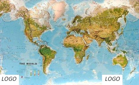 MapyCZ.cz - Ukázka umístění loga na obří zeměpisné mapě světa